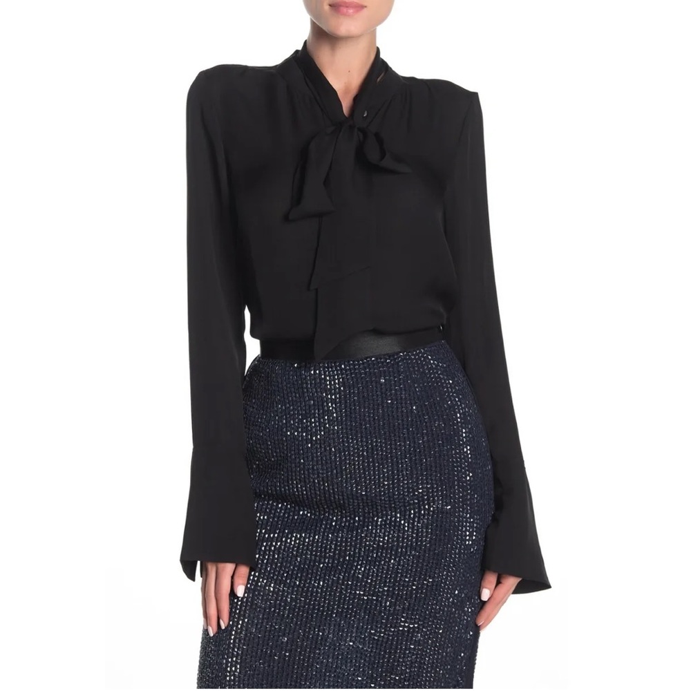 NWT Joie Black Long Sleeve Blouse Silk (MEDIUM) office work blouse